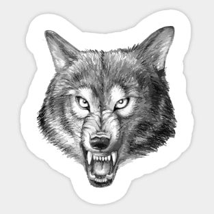 Wolf, animal grin, Father's Day gifts, graphics, men's print, designer print, gift for a man, predatory, impudent, Sticker